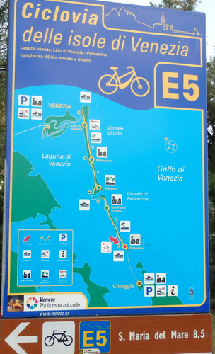 Venice Bicycle Tour Sign, Venice, Italy.